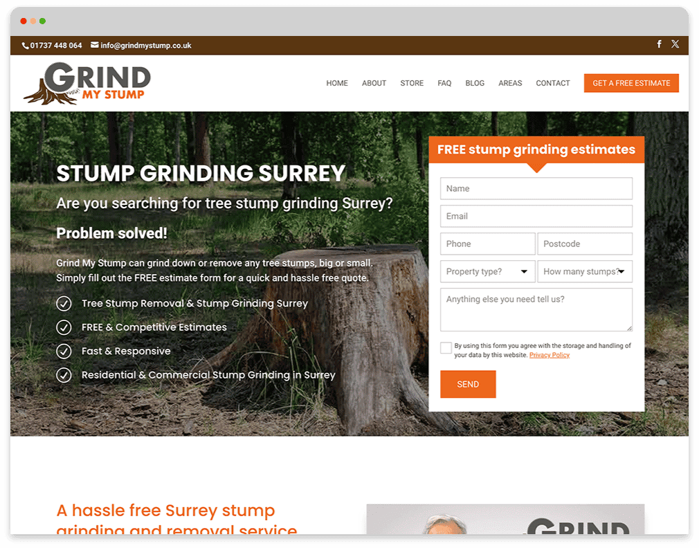 Grind My Stump Web Design